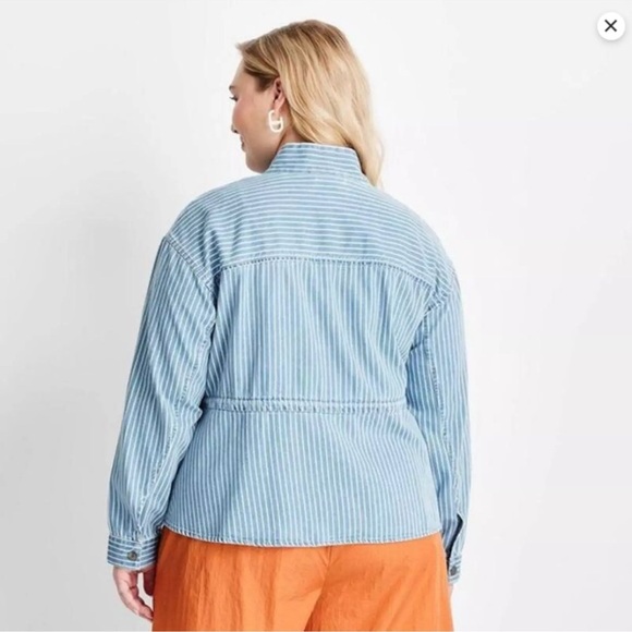 Future Collective Striped Denim Zip Front Jacket size XL - Picture 2 of 7